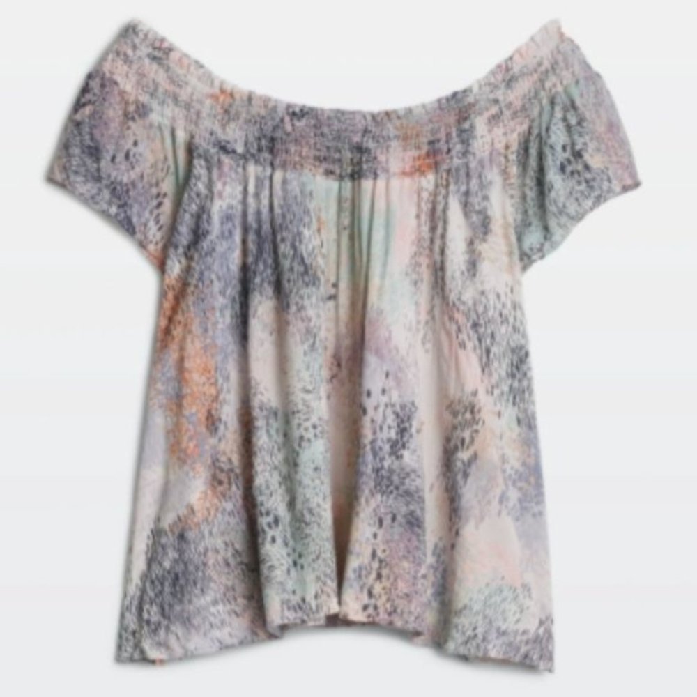 Talula Aritzia Printed Off-the-shoulder Blouse